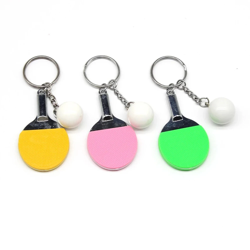 for Boys Souvenir 7 Color Badminton Pendant Bowling Table Tennis Keychain Table Tennis Racket Ping Pong Key Ring Sports Keyring