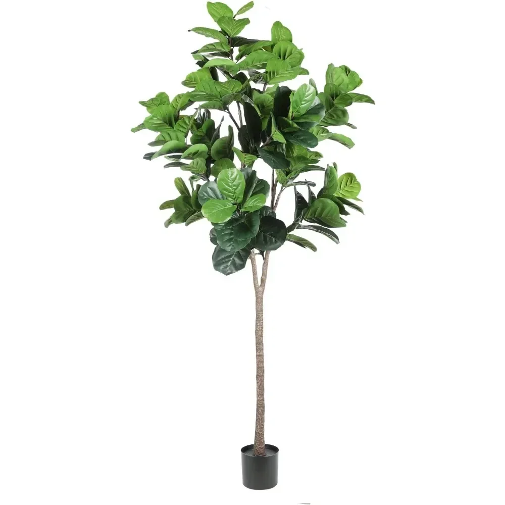 

Faux Fiddle Leaf Fig Tree 7ft Tall,Green Artificial Plant with 165 Large Leaves,Potted Fake Tree for Home Office Corner Decor