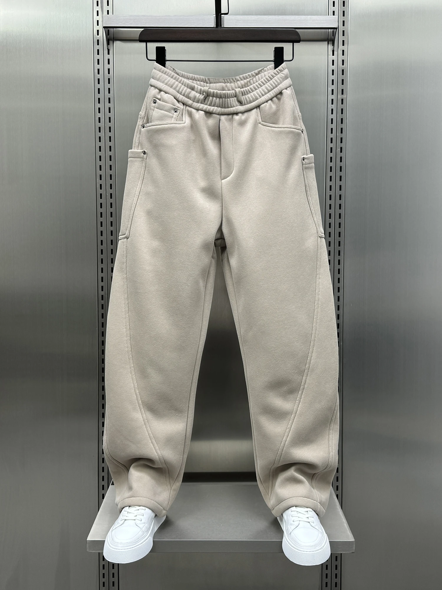 

Повседневные модные мужские свободные брюки прямого кроя для осени и зимы, утепленные флисом, молодежные прямые длинные брюки