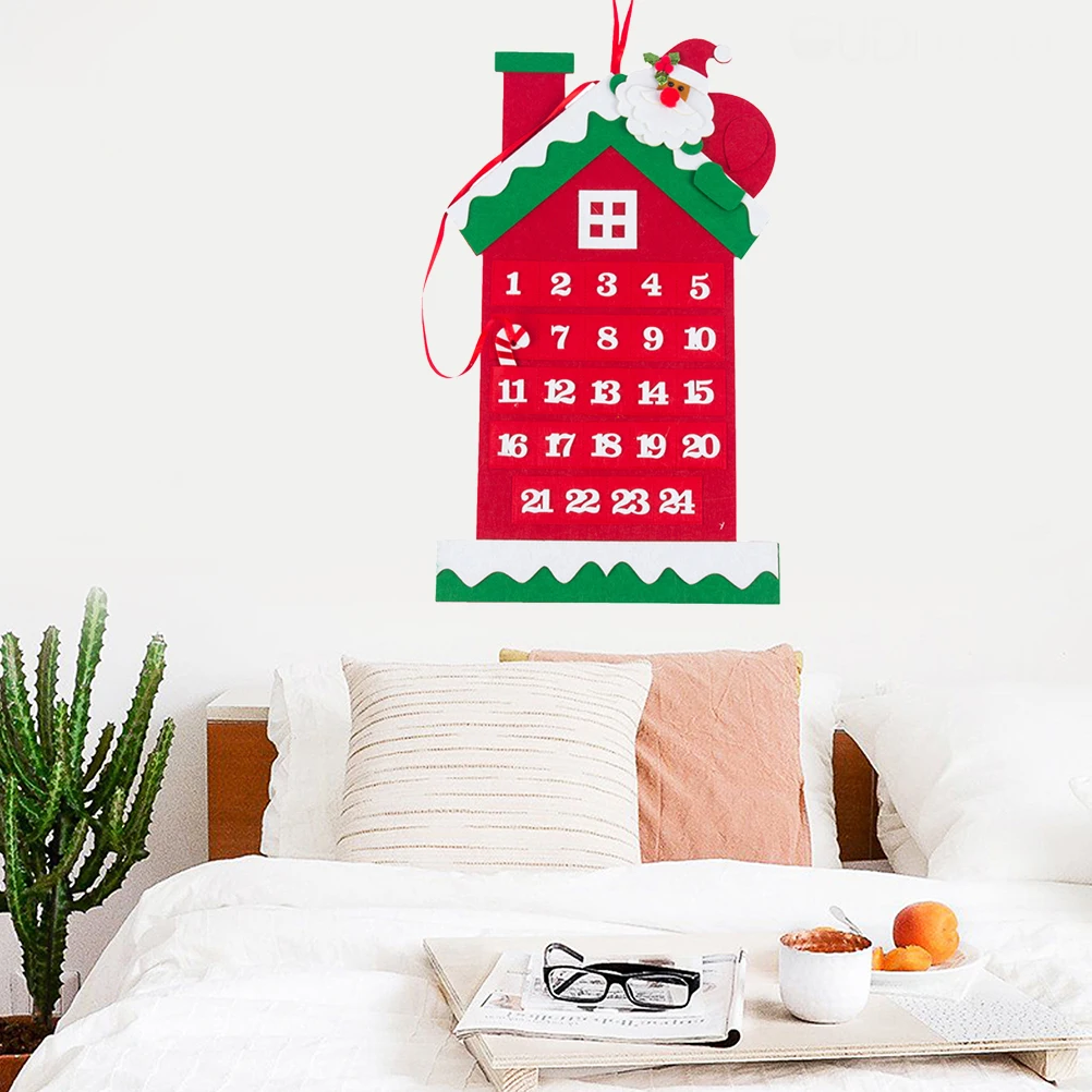

2 pcs Christmas Advent Calendar Hanging Felt Ornaments Detachable Diy Decorations For Kids Countdown Wall Door Organizer Festive