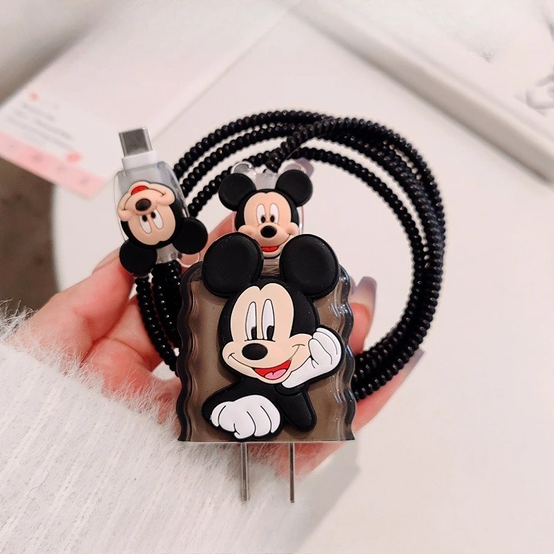 Cute Cartoon Protector Cable Organizer For iPhone 16 15 18W 20W Charging Protection Cover Data Cable Management Cord Winder Kit