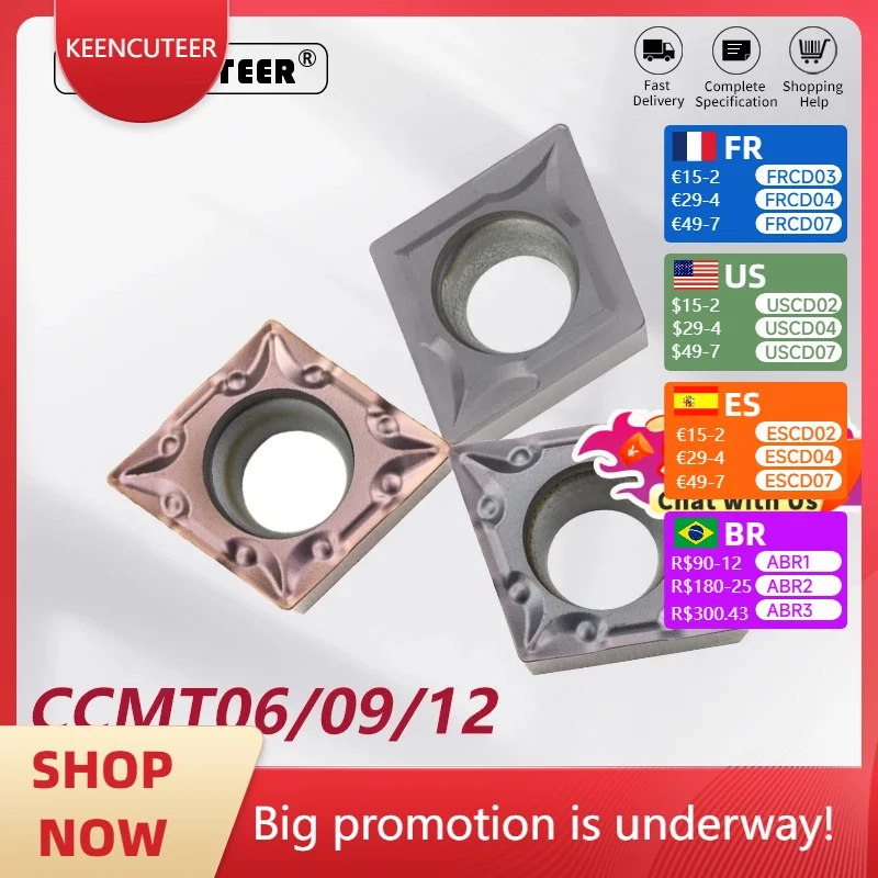 

CCMT CCMT06/09/12 YZ5018 YZ735 YZ15TF Carbide Insert for SCLCR/L External Turning Tool Stainless Steel Blade Cutter CNC Lathe