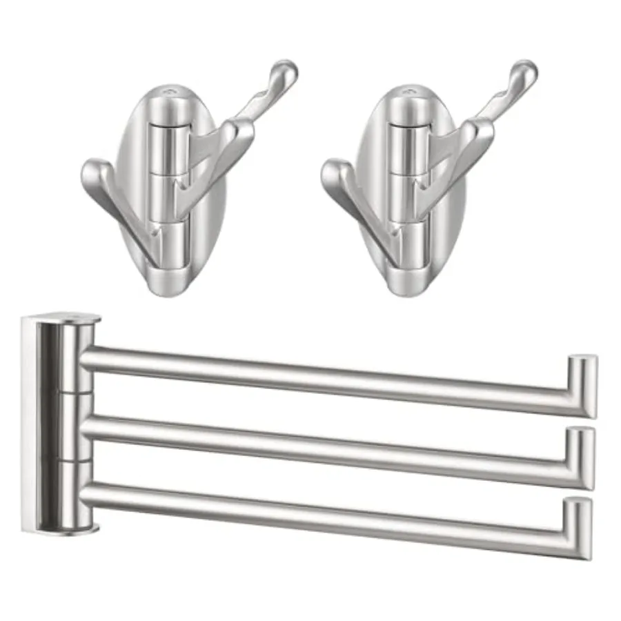 

Foldable Robe Hook 2 Pack Bundle with Swivel Towel Holder Brushed Nickel