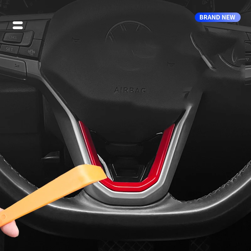 For Volkswagen 2020-2024 Sagitar/Magotan/Lavida/Bora/Tayron/Passat Steering Wheel Trim with R-Line Emblems (R Badge/Logo)