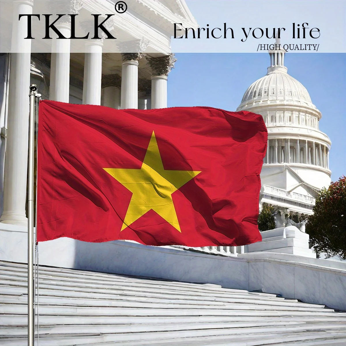 1pc Vietnam Flag - 35.43x59.06inch Durable Polyester Star on Red Banner, for Garden, Patio & Home Decor, Patriotic Decorations