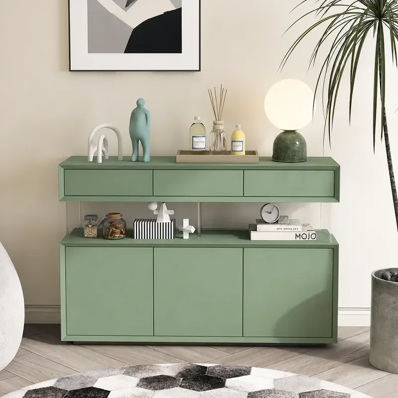 Italian Minimalist Wall Mounted Dining Side Cabinet Modern Entrance Foyer Porch Storage Unit Solid Wood Locker for Home Decor