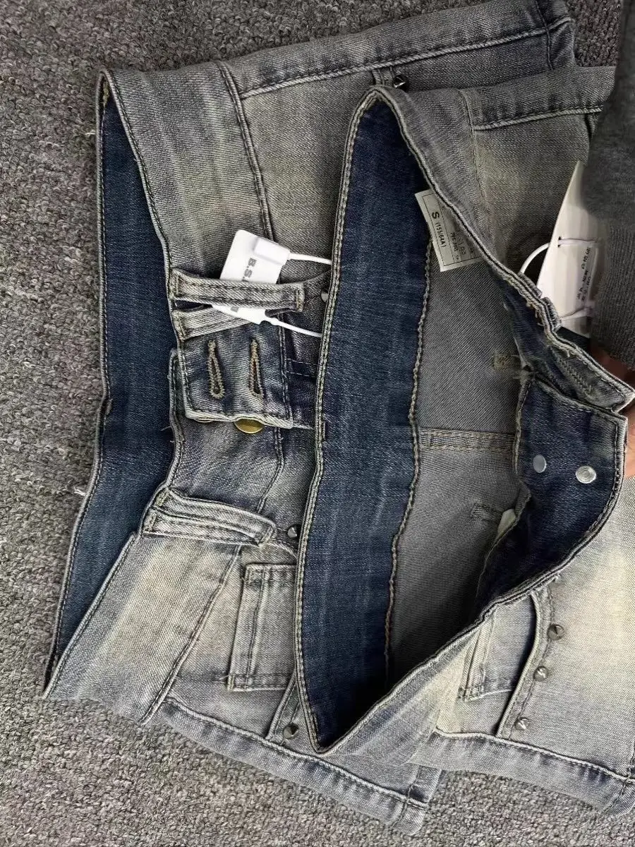Retro Light Color Rivet Denim Super Shorts Women's High Street Washed Low Waist Y2k Jean Shorts