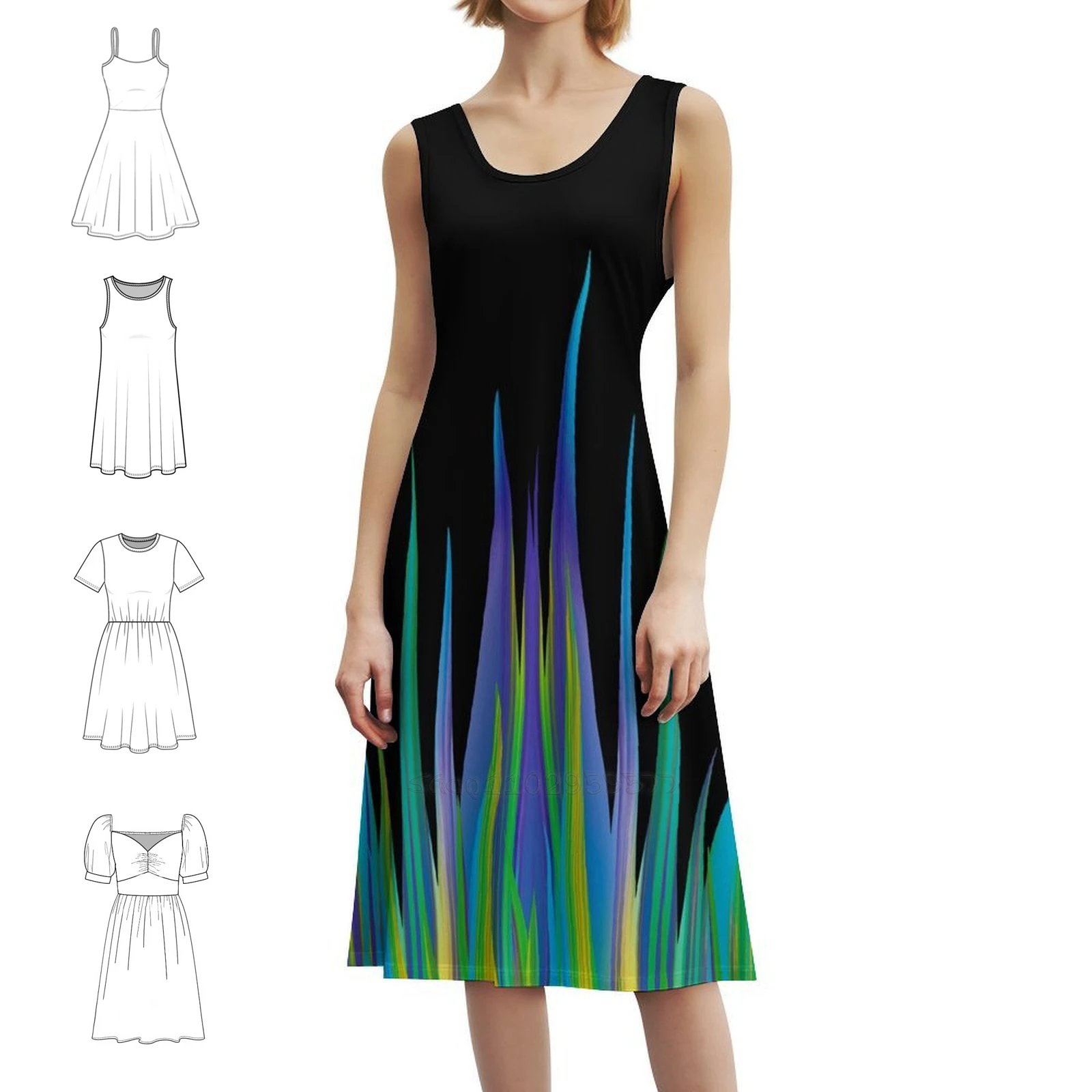 

Wavy Streaks On Black Sweetheart Neckline Dress Elegant Summer Party Dress For Women Wavy Streaks Black Linda Lamme Blue