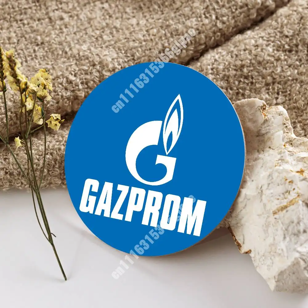 M-MobilExxon G-Gazprom Oil Gas Corporation Wooden Cup Mat Cappuccino Vodka Juice Water Coaster for Flower Shop 3