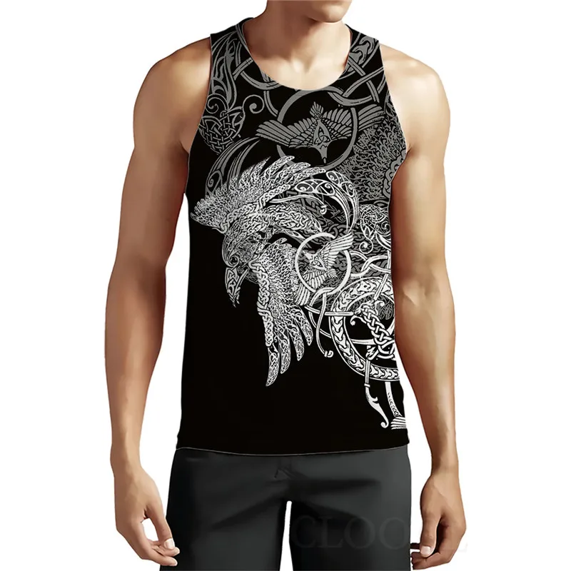 Vintage Men\'s Gothic Style Tank Tops Summer Sleeveless 3D Print Viking Top Man Clothing Loose Casual Hot Hip Hop Streetwear Vest