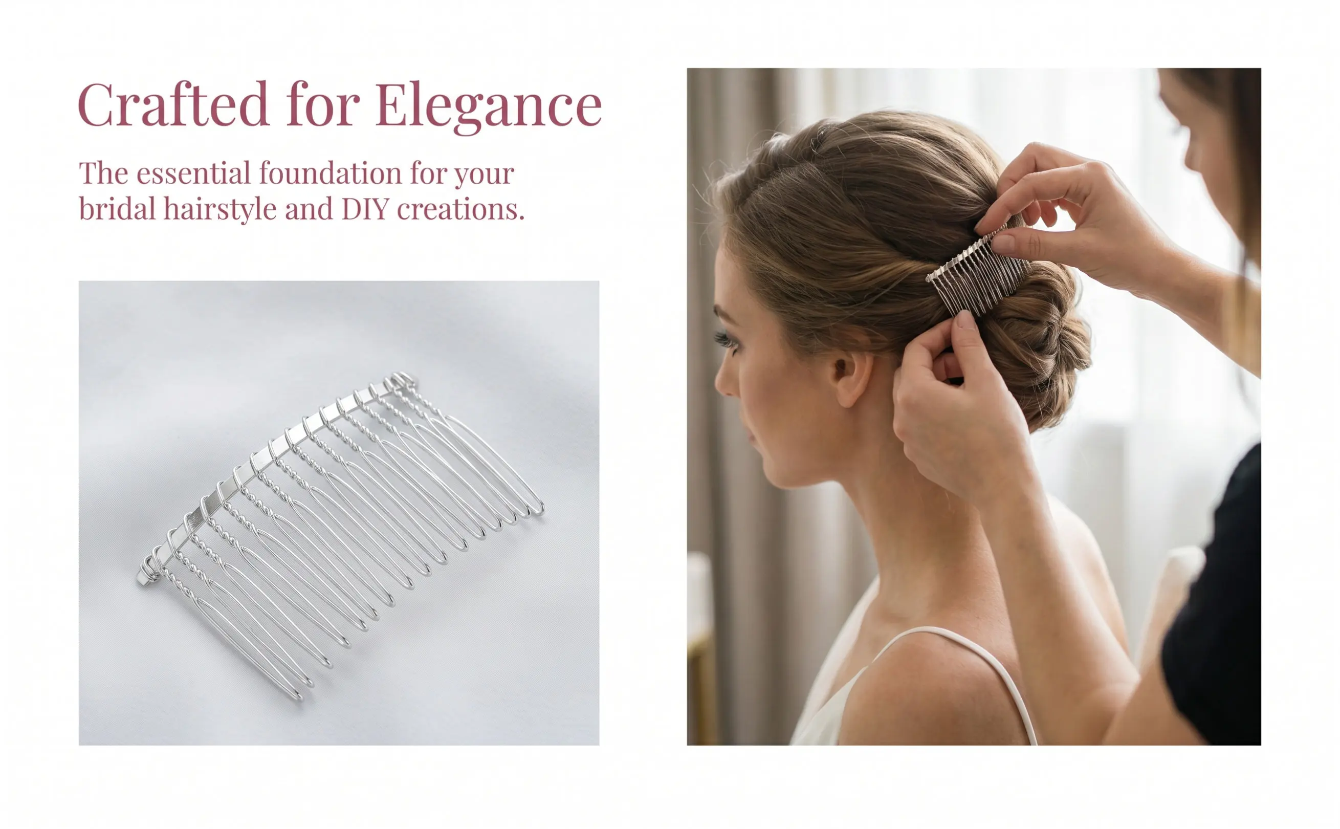 3Pcs 20-Tooth Metal Hair Comb Silver for Bridal Wedding Veil Headdress DIY Hairpiece Craft Floristry Millinery Hair Clip Comb
