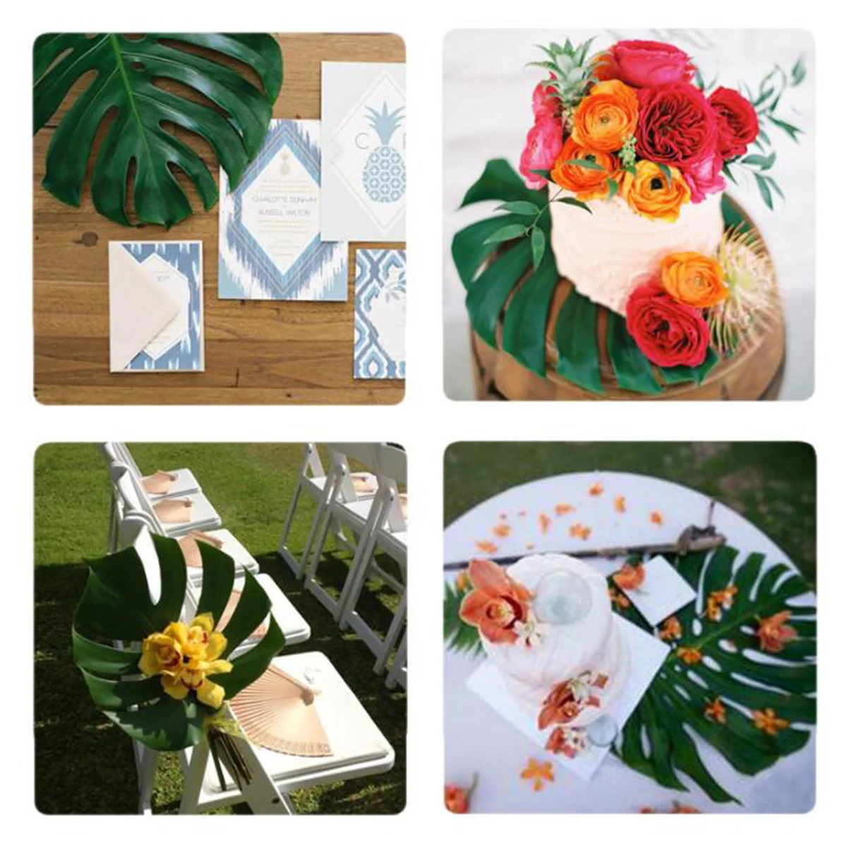 

2Pcs Artificial Monstera Leaves Plastic Simulation Green Plant Decoration for Home Office Balcony Party Natural Look Ornament