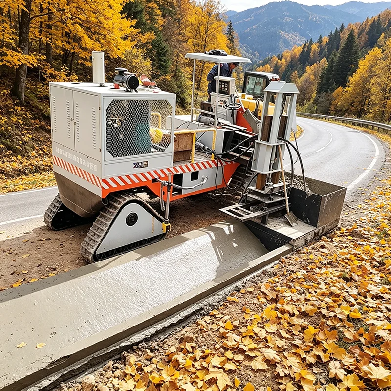 Compact Concrete Curb Slipform Machine 70% Labor Reduction for Parking Lot Perimeter