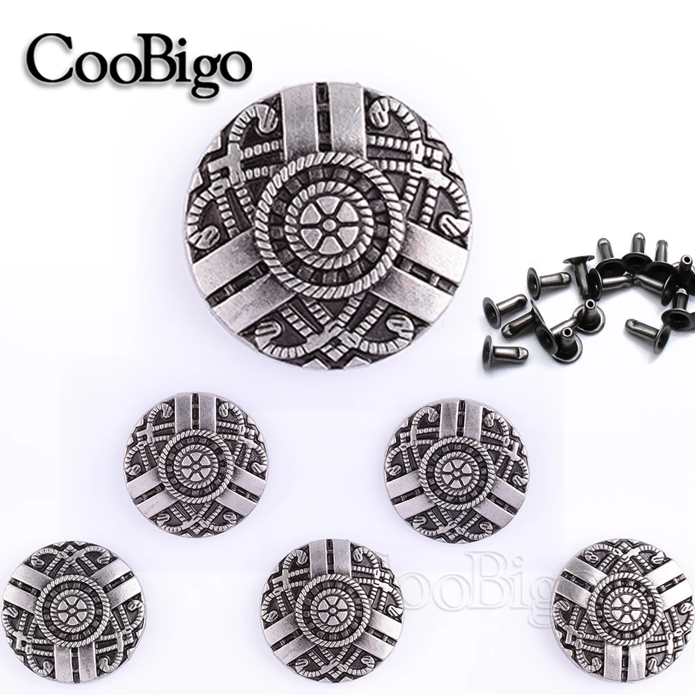 20mm Concho Decorative Metal Button Rivet Fasteners for Leather Bags Clothes Jean Pants Needlework Sewing Accessories Vintage