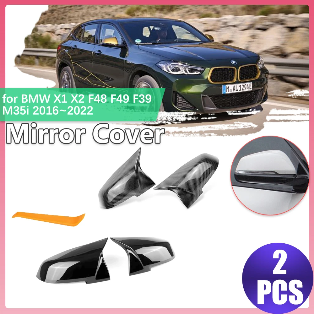 

Крышка автомобильного зеркала для BMW X1 X2 F48 F49 F39 M35i 2016 ~ 2022 2017 2018 ABS углеродное волокно черная отделка зеркала заднего вида часть аксессуары