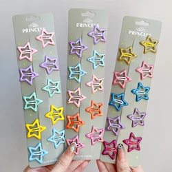 10Pcs/Set Fashion Solid Color Sparkly Star Shape BB Clip Cute Barrettes Shining Headwear Kids Safety Hairpin Hair Accessories