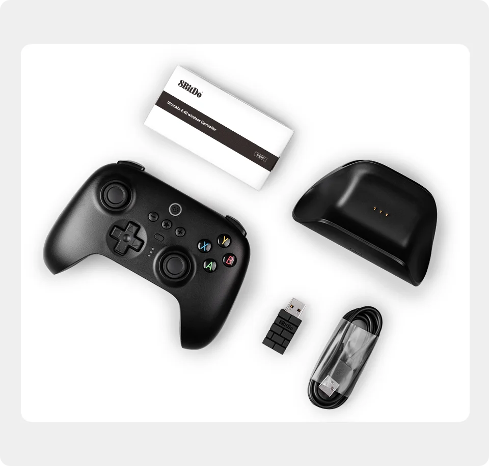 8BitDo Ultimate 무선 2.4G 버전 게임 컨트롤러, 충전 도크 포함, PC, 윈도우 10, 11, 스팀 덱, 안드로이드 게임패드