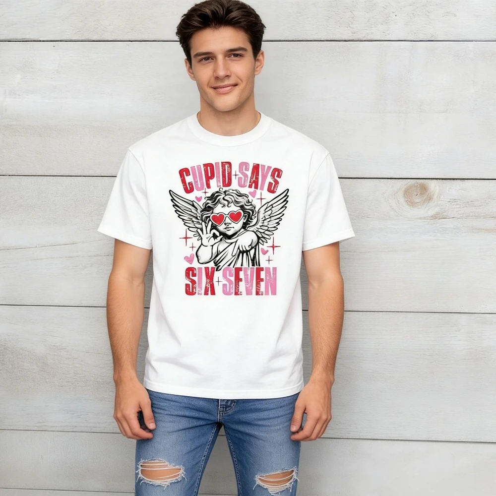 

Cupid Days 67 Love Graphic T-Shirt Funny 6 7 Valentines Day Unisex TShirt 6 7 Number Meme Shirt Men Women Fashion Holiday Tops