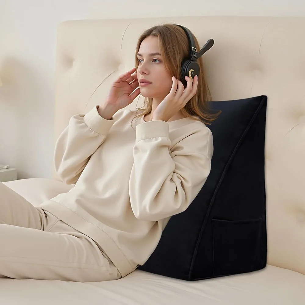 وسادة مثلثة لقراءة السرير ودعم الأريكة