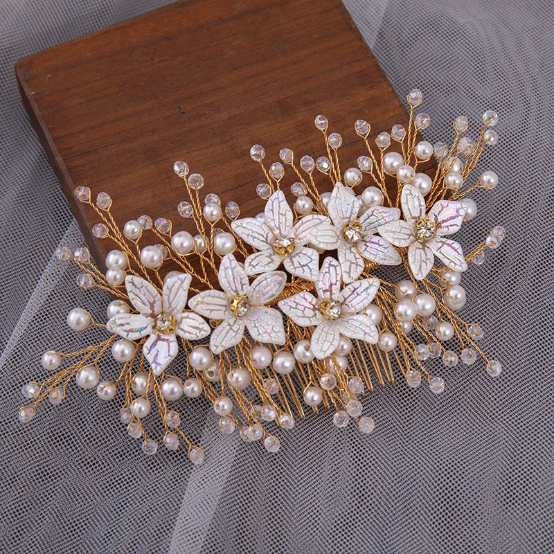 Baroque Flower Headband Pearl Hairband Tiara For women Pageant Party Bridal Wedding Hair Accessories Jewelry Band Headband Gift