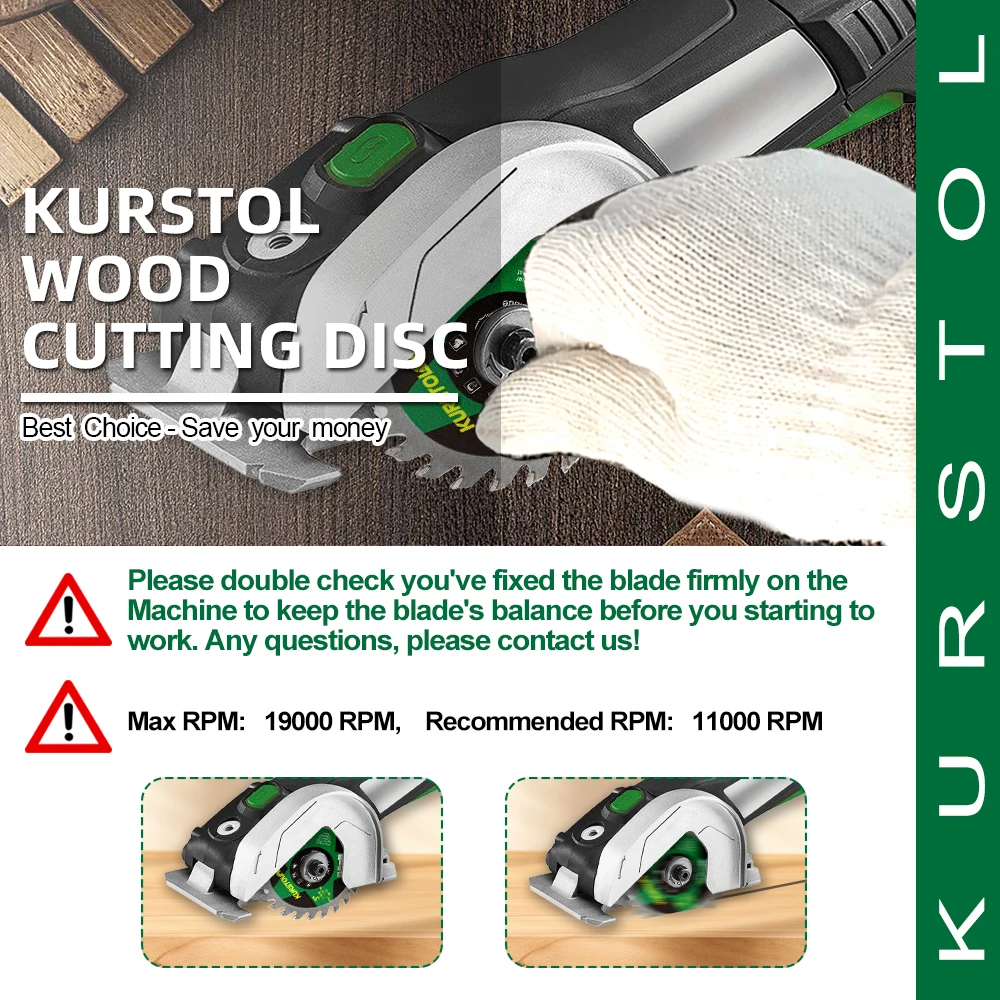 KURSTOL Dia75mm TCT lame de scie 1/2/5 pièces disque de coupe pour le travail du bois en alliage dur pour bois plastique 3 pouces Mini plaque de coupe circulaire
