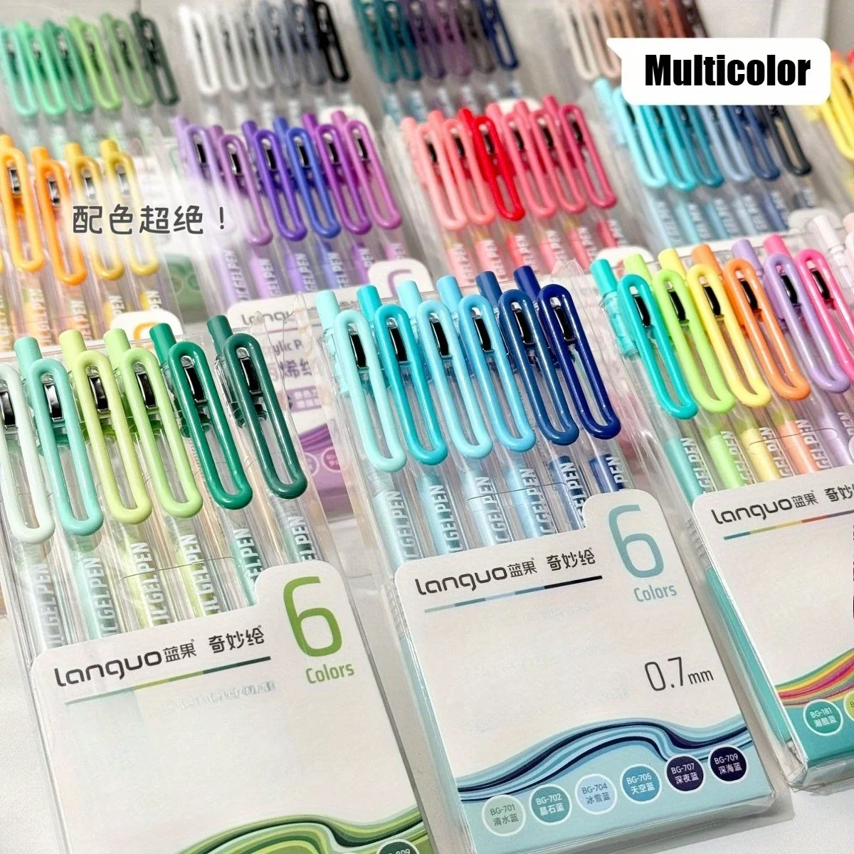 أقلام جل قابلة للسحب 6/36 لونًا 0.7 مم، حبر نابض بالحياة، كتابة سلسة، أقلام متعددة الألوان للعودة إلى المدرسة للمجلات