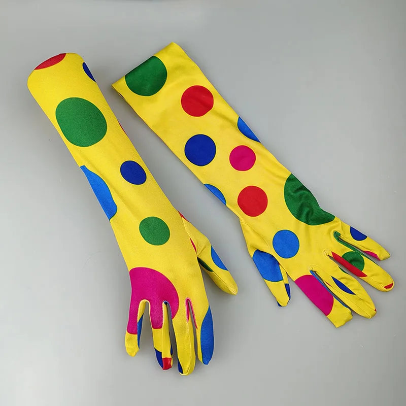 43CM Halloween Trick Decoration Props Makeup Party Dot Print Clown Long Gloves Cosplay Spandex Dance Performance Women Mittens