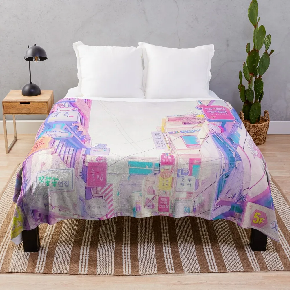 

Anime Seoul (Vaporwave Edition) Throw Blanket Fade Resistant Durable Throw Blanket