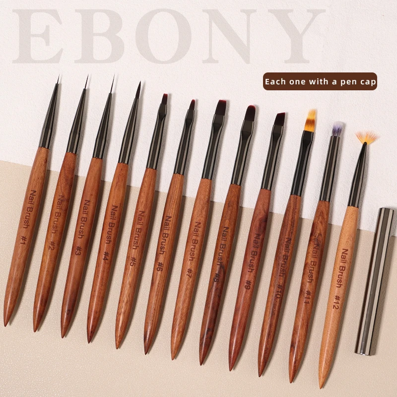 

Sweet-Z 1/12pcs High Quality Nail Brush Set Nail Art Brushes Drawing Pen Art Liner Sandalwood Handle Manicure Tools Wholesale