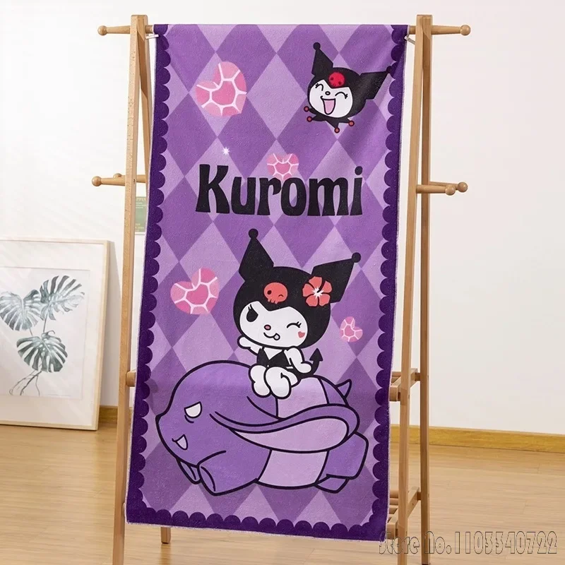 Admire Kuromi Cartoon Bath Towels Microfiber Beach Swimming Towel Decor for Kids Gift 75x150cm