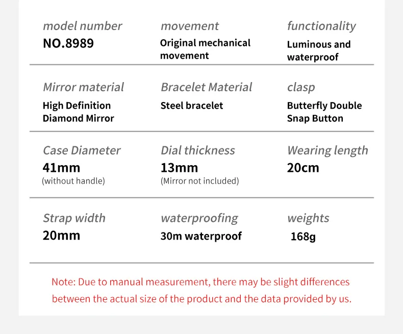JINSHIDUN 8989 Luxus-Herrenuhr Mode Skelett-Schwungrad Automatikuhren für Herren Rhombus-Spiegel Business Mechanische Uhr für Männer – Detail 14