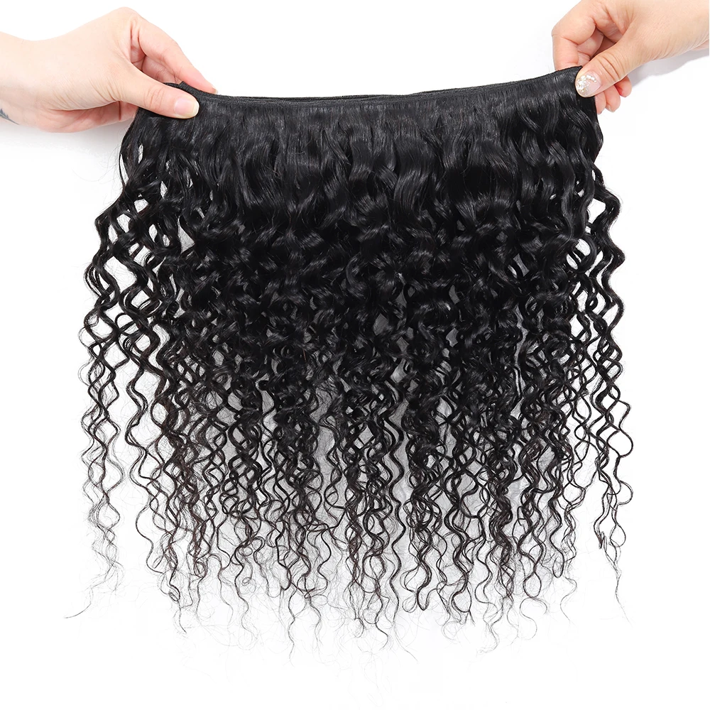 Extensiones de cabello rizado brasileño 7A, 3 mechones de cabello humano virgen 100% sin procesar, Color negro Natural