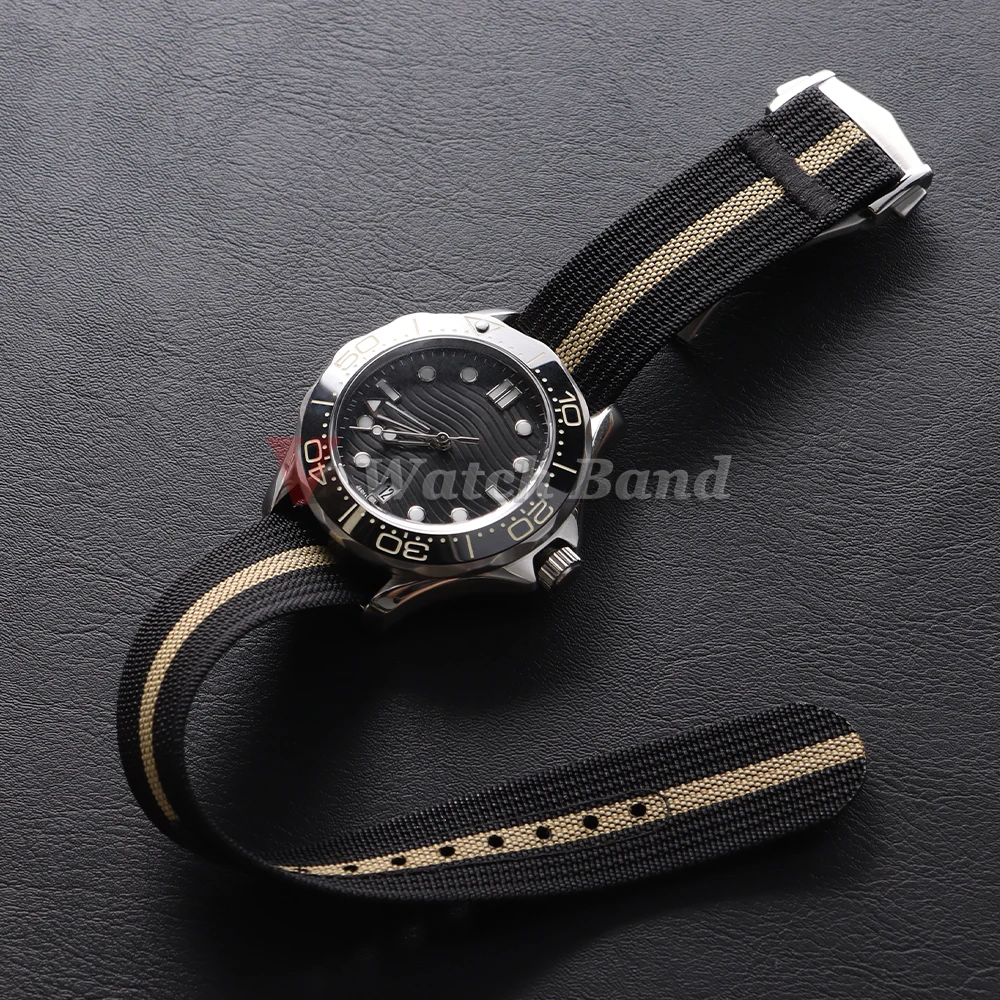 For Omega for Swatch for Moonswatch Canvas Nylon Watch Strap 20mm for Seiko Sport Waterproof Watchband Brushed Folding Buckle