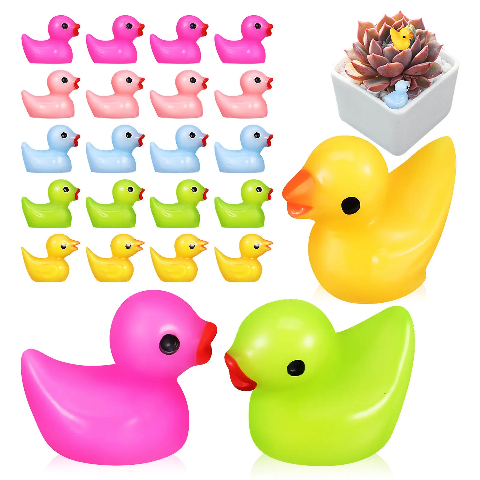 25Pcs Mini Resin Ducks Bulk Set for Photography Props Micro Landscape Design Mini Garden Decor Tiny Animal Figurines Collection