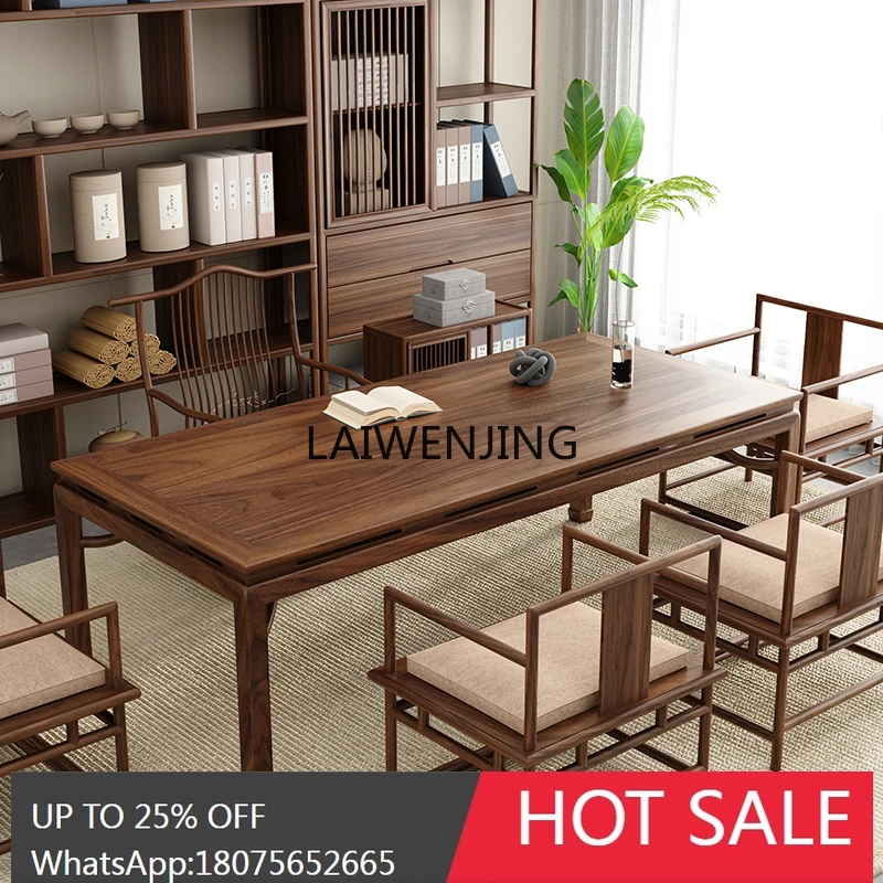SGF black walnut tea table and chair balcony new Chinese style home office tea table