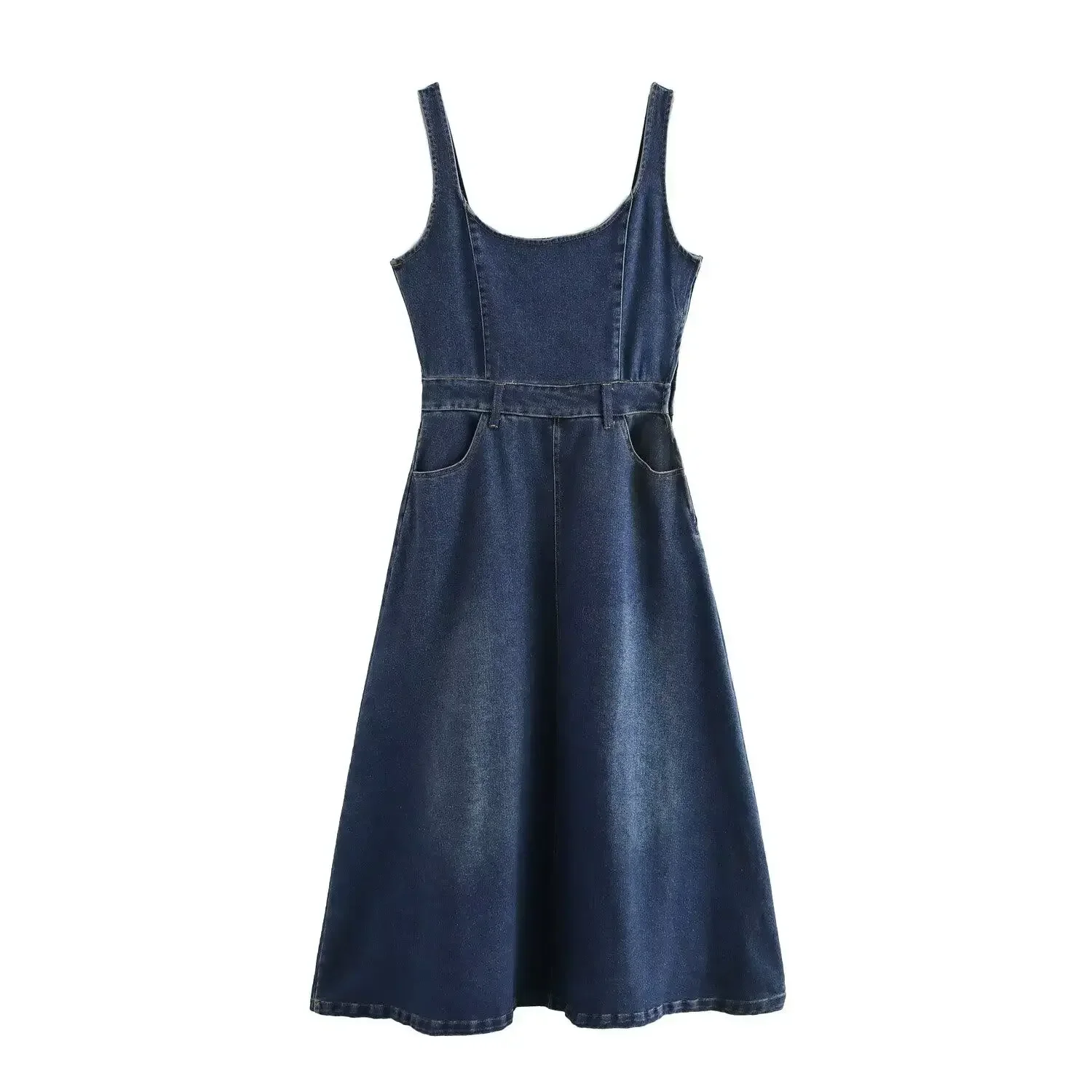 

2025 модное летнее новое женское платье со свободными бретелями, ковбойская юбка трапециевидной формы