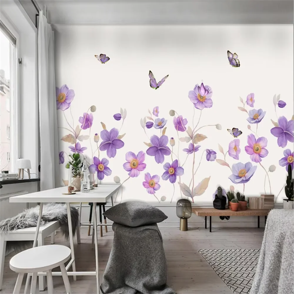 Custom plant flower butterfly Photo Wallpaper 3D Creative Art Murals wallpapers for Living Room Restaurant Cafe Background