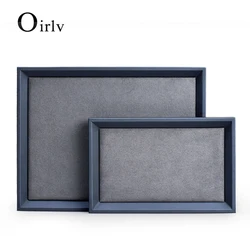 Oirlv Donkerblauw Pu Lederen Sieraden Display Lade Met Microfiber Sieraden Opslag Pallet Voor Ketting Armband Ring Oorbel Armband