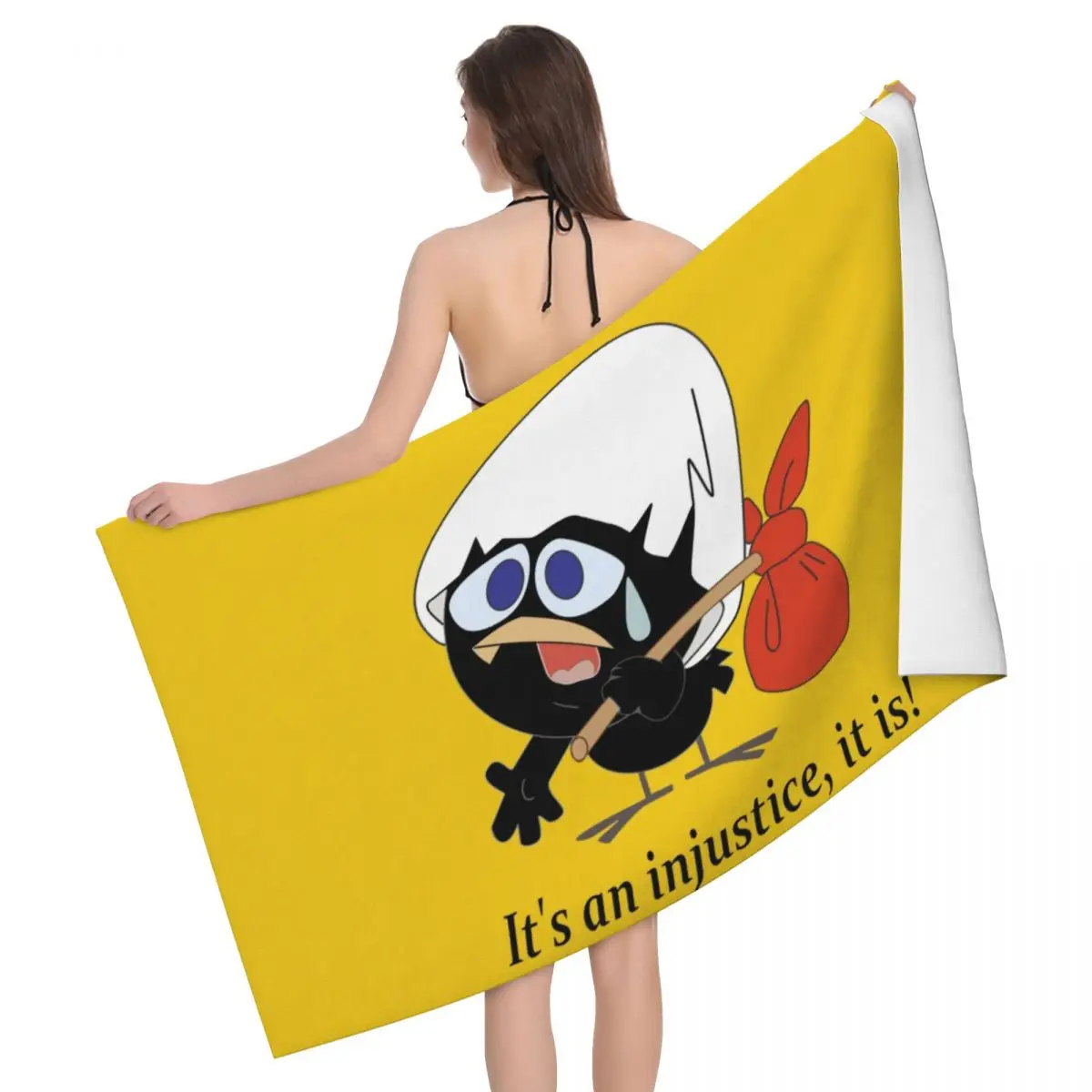 

Custom Calimero Comic Beach Towel Quick Dry Cute Black Chicken Cartoon Soft Linen Microfiber Bathroom Sauna Towels