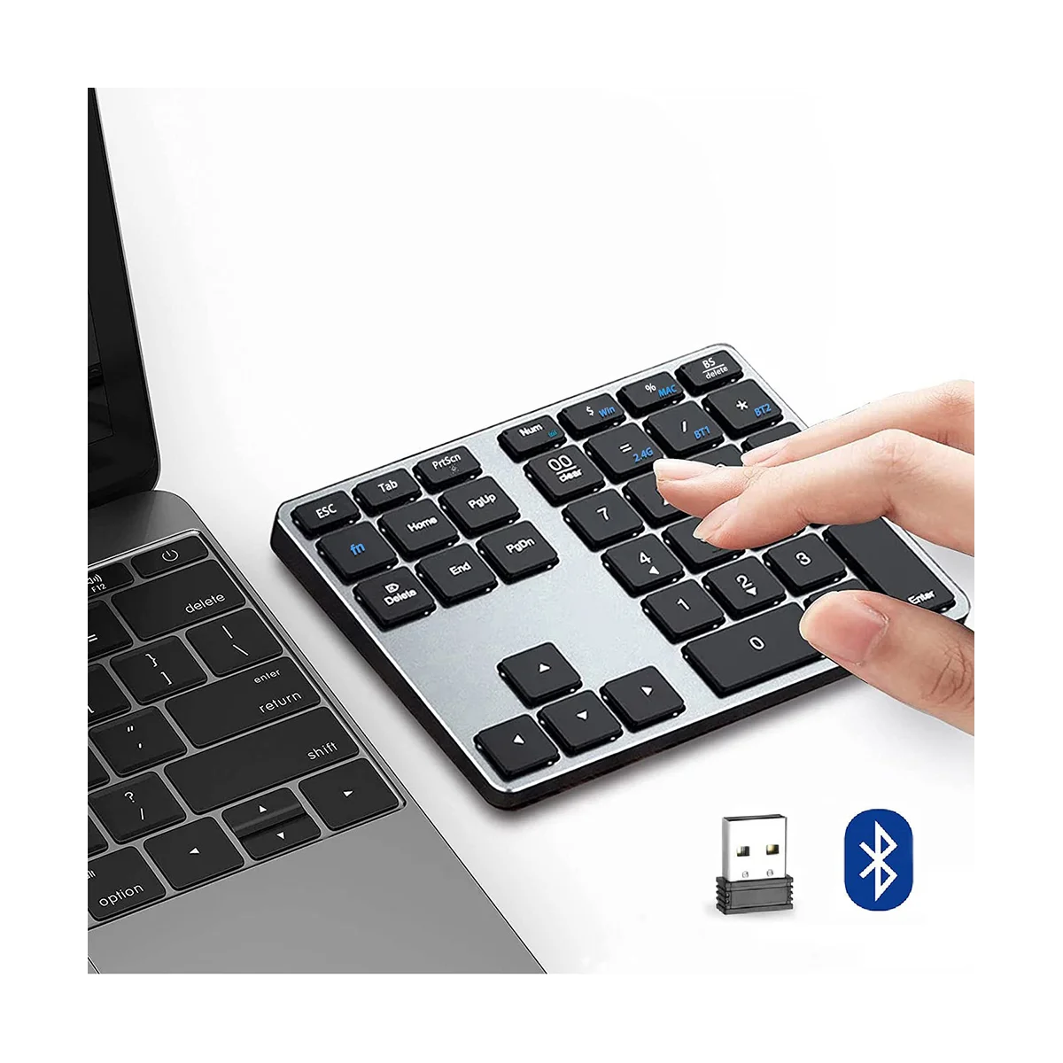 Bluetooth Number Pad, 35 Keys Wireless Numeric Keypad, Portable Slim Bluetooth Numpad for Laptop, Mac,PC, Desktop