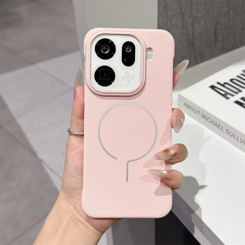 

For Magsafe Wireless Charge Phone Case for OPPO Find X9 X8 X8S X8S+ Pro X8 Ultra Magnetic Leather Frameless Protective Cover