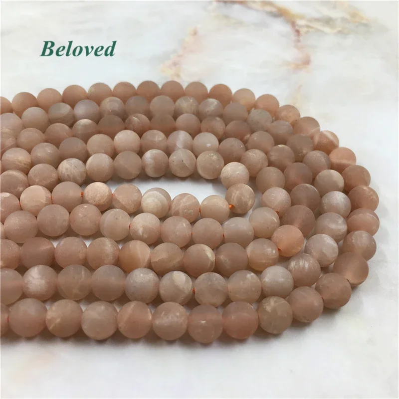 5Strands Natural Round Matte Pink Moonstone Loose Beads,Boho Flash Sunstone Gems Spacer Ball Beads For Jewelry Making,BG2312211