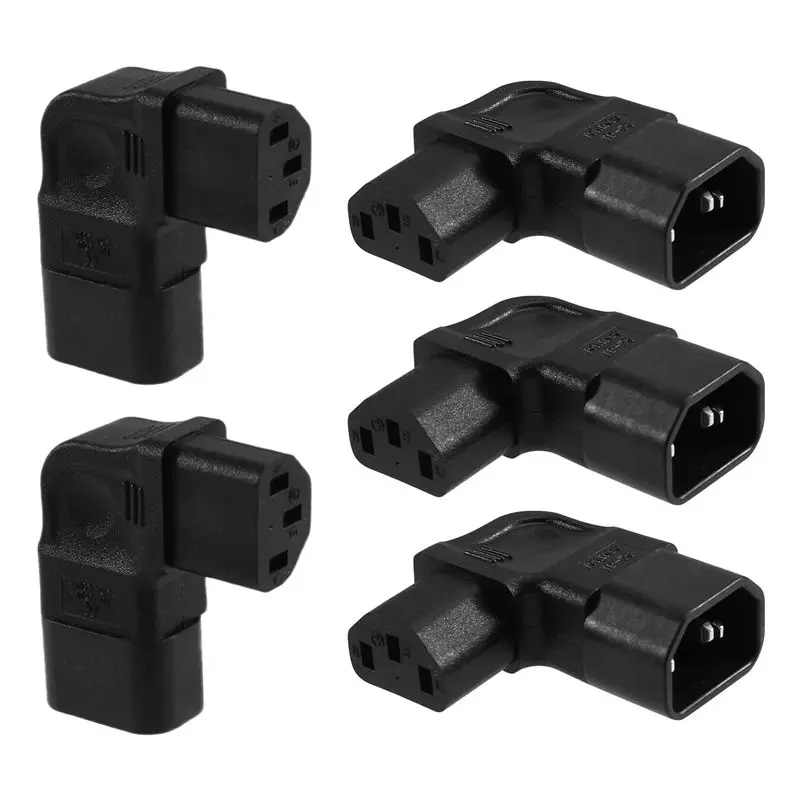 Exquisite-Power IEC 320 C14 To C13 AC Adapter 3Pin Male To Female Extend Left Angle AC Converter 3Pin IEC 320