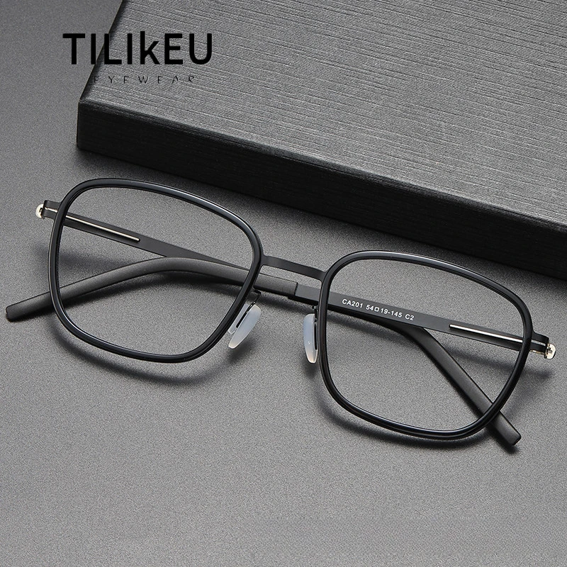 

Denmark Board Square Screwless Eyewear Men Women Ultra Light Metal Prescription Eyeglasses Business Vintage Glasses Frame Gafas