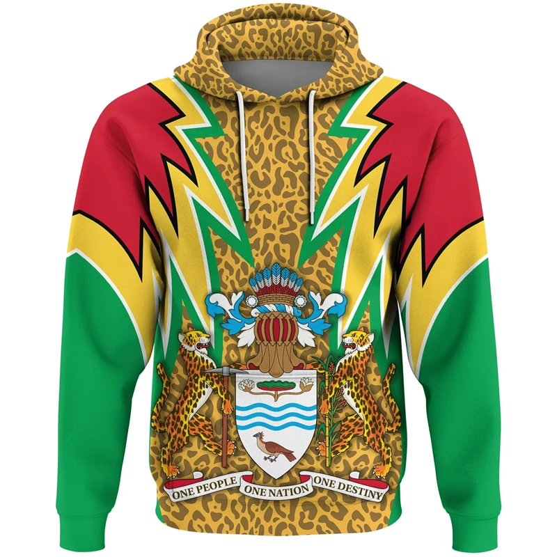 

Guyana Flag Map Graphic Sweatshirts Guyanese National Emblem Hoodies For Men Clothes Casual Male Hoody Sport Pullovers Tops