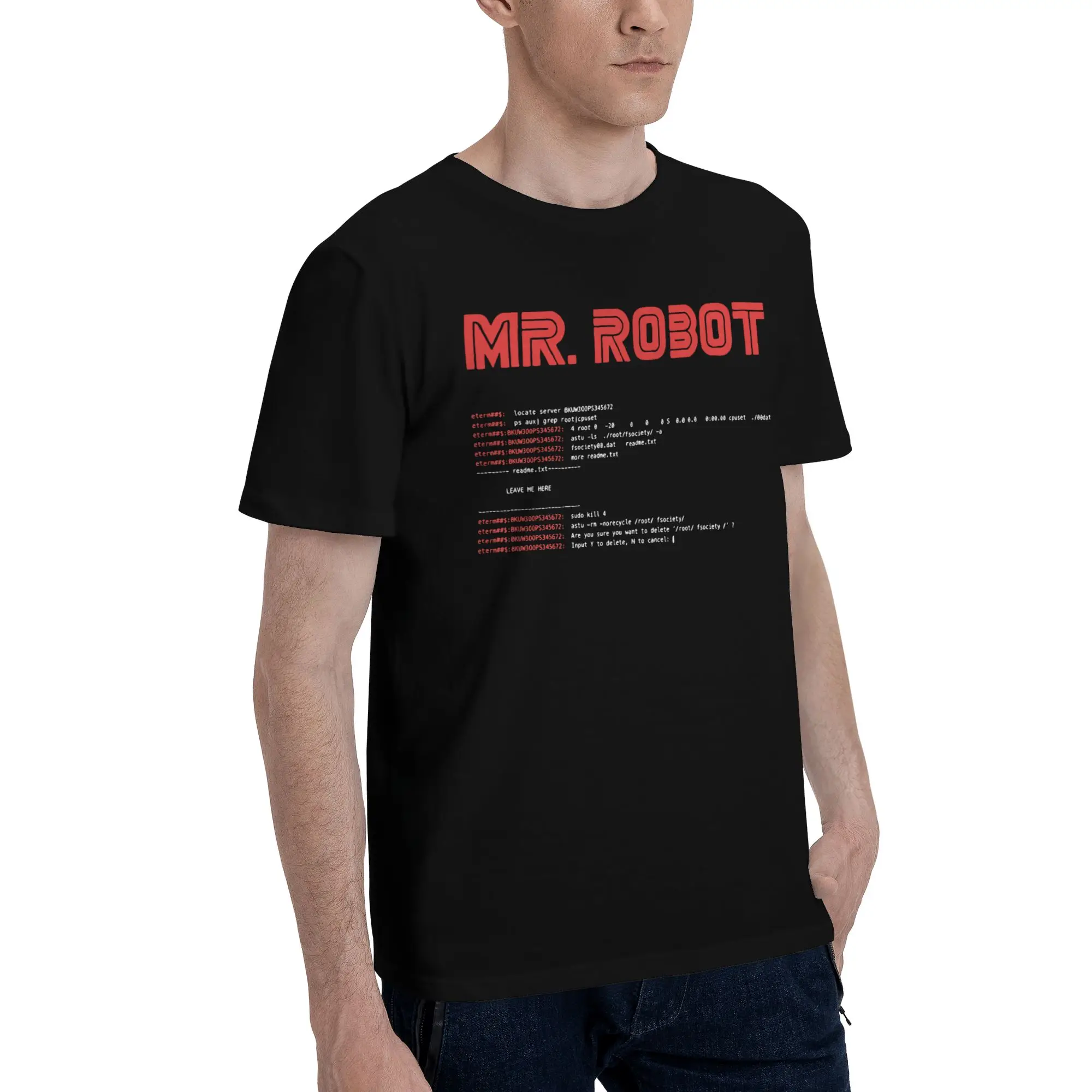 Mr Robot  Programmer T-Shirts for Men Computer Funny Novelty 100% Cotton Tees Crew Neck Short Sleeve T Shirt Plus Size Clothing