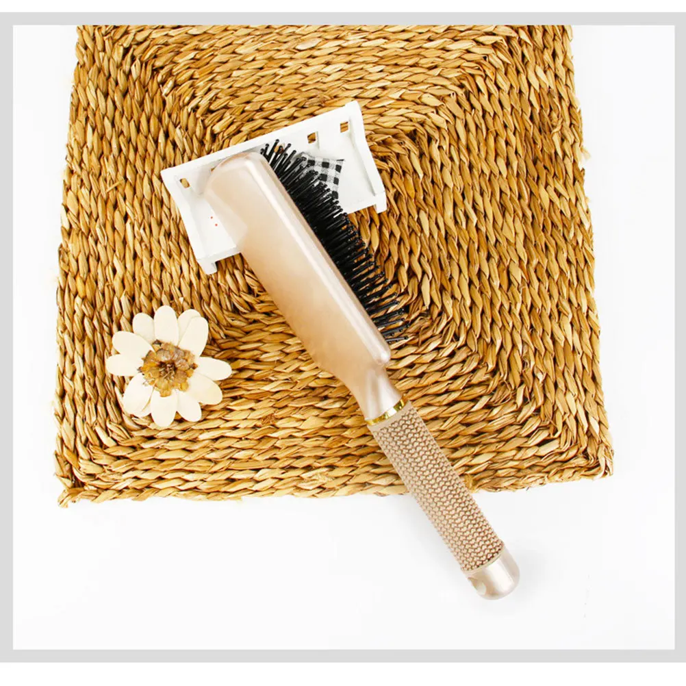 

Scalp Hair Paddle Brush Cushion Golden Synthetic Bristles Detangling Hair Comb Massage Promotes Blood Circulation