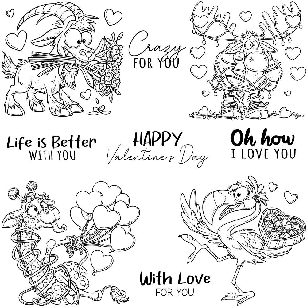 Mangocraft Cute Animal Cutting Dies Love Valentine\'s Day Clear Stamp DIY Scrapbooking Metal Dies Silicone Stamp For Cards Albums