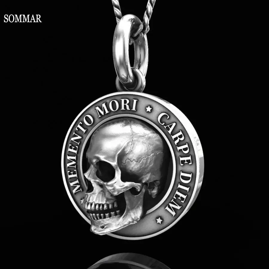 SOMMAR resin charms silver plated Masculine pendant necklace Mori Monument Skull Pendant big necklace charm