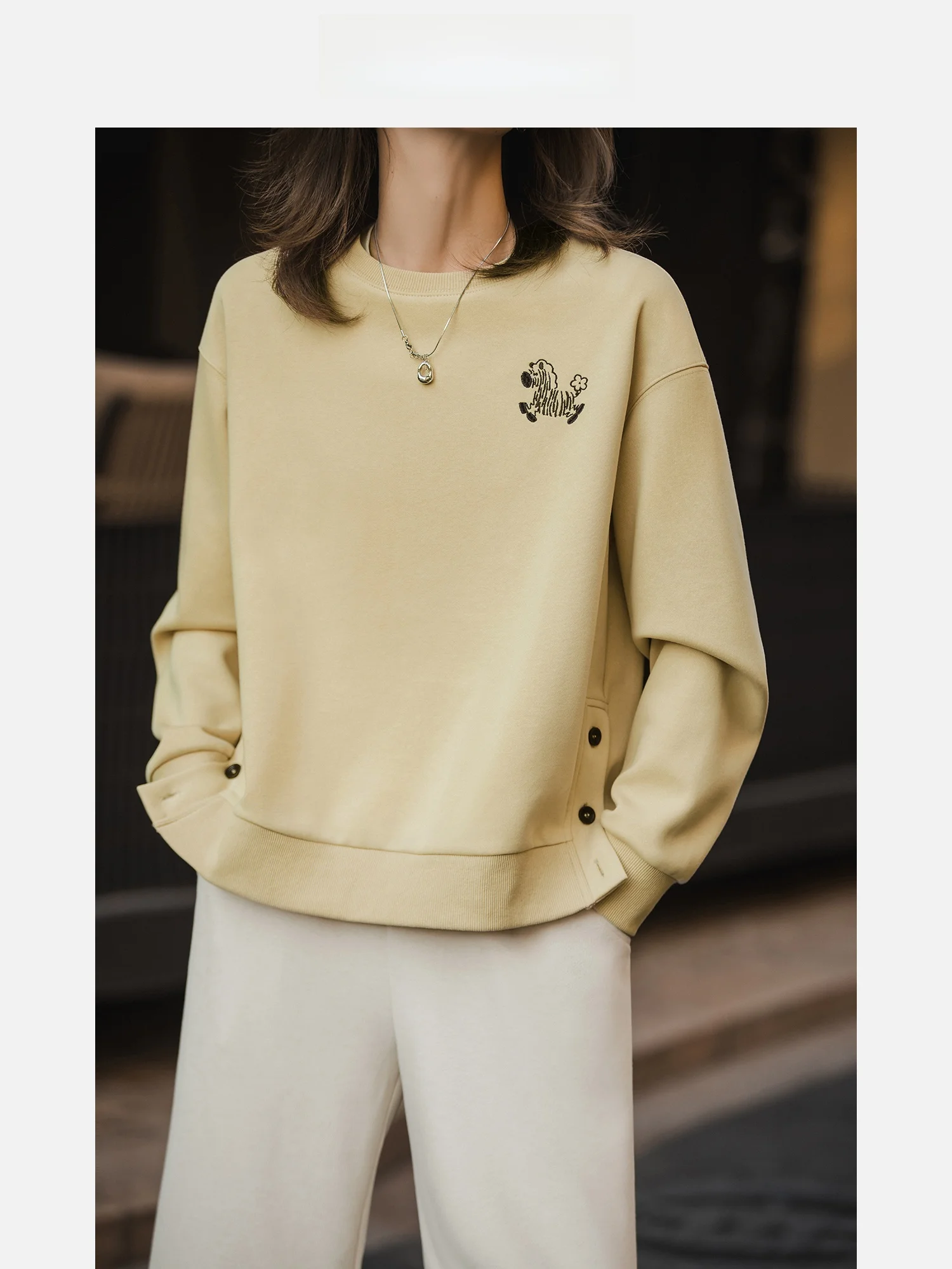 

Модный вышитый свитшот для женщин, новинка весенней коллекции, повседневный, с длинным рукавом, круглым вырезом, укороченный, из смесового хлопка и полиэстера